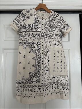 Tory Burch Cream and Black Paisley Mini Dress